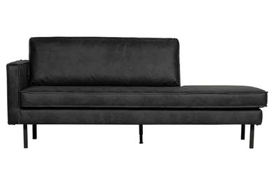 Recamiere Rodeo Daybed Kunstleder, links Schwarz 203x86x85 cm