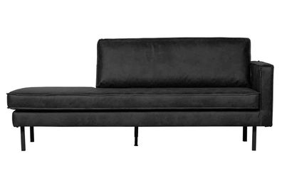 Recamiere Rodeo Daybed Kunstleder, rechts Schwarz 203x86x85 cm