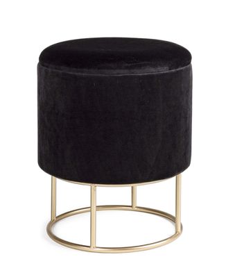 Hocker Polina in Samt-Optik, Schwarz 35x35x45 cm