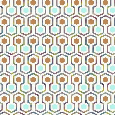 Noordwand Tapete Good Vibes Hexagon Pattern Grün und Orange