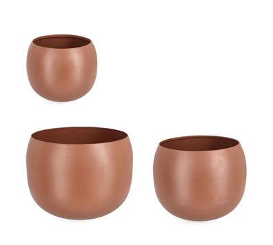 Outdoor-Vase Keyra 3er-Set aus Metall, Braun 24x24x20 / 31x31x26 / 36x36x28 cm