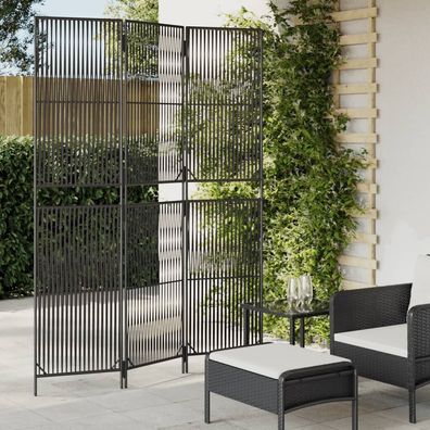 Paravent 3-tlg. Schwarz Poly Rattan