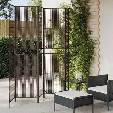 Paravent 5-tlg. Braun Poly Rattan