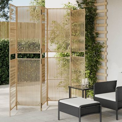 Paravent 6-tlg. Beige Poly Rattan