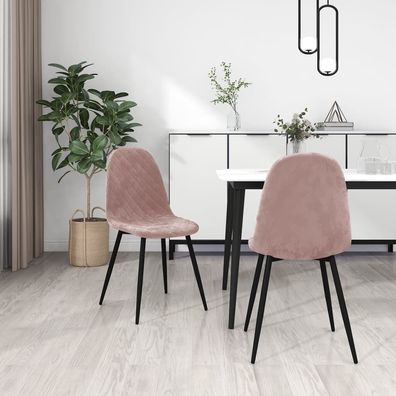 Esszimmerstühle 2 Stk. Rosa Samt