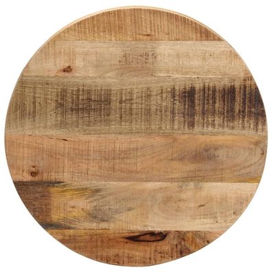 Tischplatte Ø 40x1,5 cm Rund Raues Massives Mangoholz