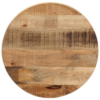 Tischplatte Ø 50x2,5 cm Rund Raues Massives Mangoholz