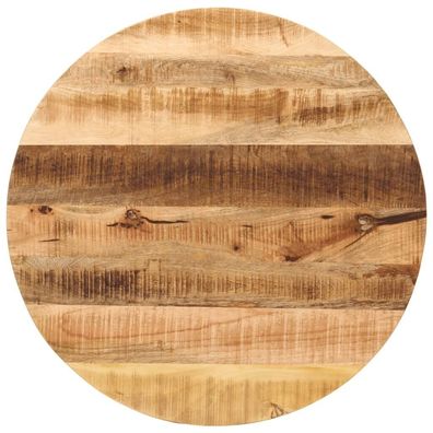 Tischplatte Ø 80x2,5 cm Rund Raues Massives Mangoholz