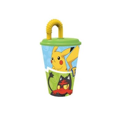 Stor - Pokémon Trinkbecher mit Deckel und Trinkhalm 430ml