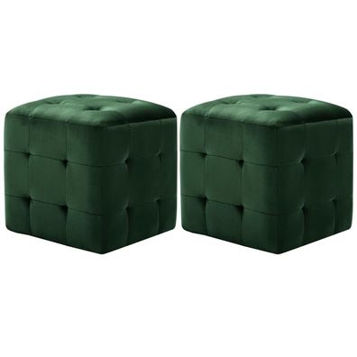 Pouf 2 Stk. Grün 30x30x30 cm Samtstoff