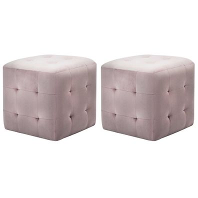 Pouf 2 Stk. Rosa 30x30x30 cm Samtstoff