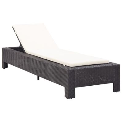 vidaXL Sonnenliege mit Auflage Schwarz Poly Rattan