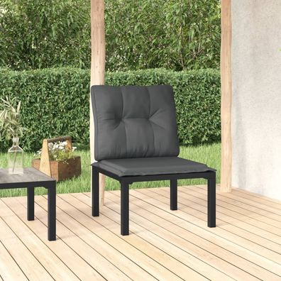 vidaXL Gartenstuhl mit Kissen Schwarz und Grau Poly Rattan