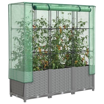 vidaXL Hochbeet mit Gewächshaus-Aufsatz Rattan-Optik 120x40x138 cm