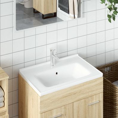 vidaXL Waschbecken Weiß 71x48x19,5 cm Rechteckig Keramik