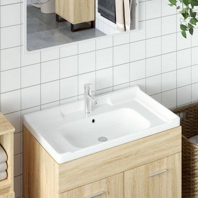 vidaXL Waschbecken Weiß 81x48x23 cm Rechteckig Keramik