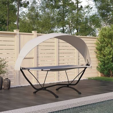 vidaXL Outdoor-Loungebett mit Dach Creme Stahl und Oxford-Stoff