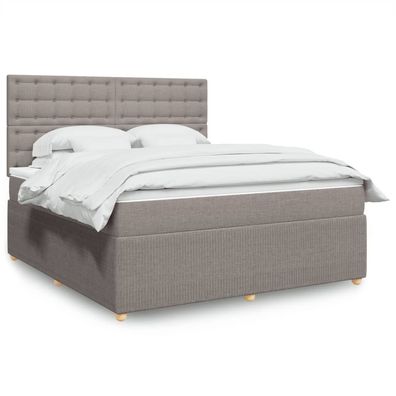 vidaXL Boxspringbett mit Matratze Taupe 180x200 cm Stoff