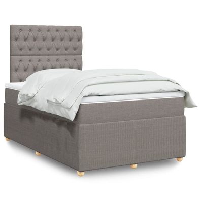 vidaXL Boxspringbett mit Matratze Taupe 120x200 cm Stoff