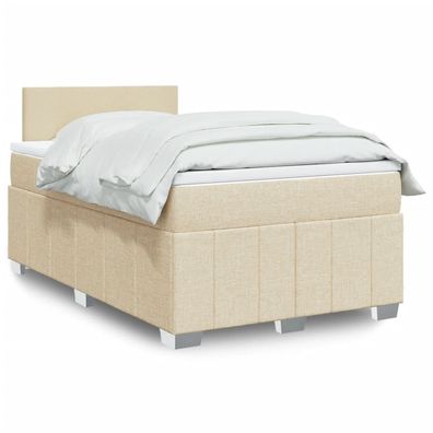 vidaXL Boxspringbett mit Matratze Creme 120x190 cm Stoff