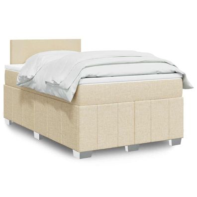 vidaXL Boxspringbett mit Matratze Creme 120x200 cm Stoff