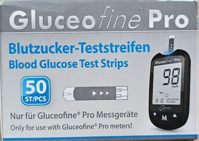 Blutzucker-Teststreifen Gluceofine® Pro 50 Stück PZN 11537128 BZ Teste