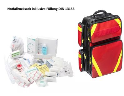 Notfallrucksack & Füllung Sanitätskoffer Rucksack Sanitäter DIN 13155 komplett