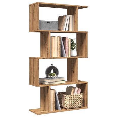 vidaXL Raumteiler-Bücherregal 4 Böden Artisan-Eiche 70x24x129 cm