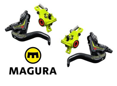 2 x Magura MT 8 Raceline LTD, 1-Finger HC-Hebel, Einzelbremse, inkl. Zubehör, neogelb