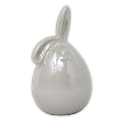 Hase Porzellan creme weiß glänzend Osterdekoration Ostern 6x6x12cm