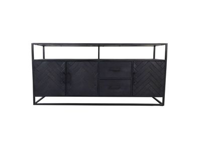 HSM Collection Kommode Verona 3 Türen 2 Schubladen 180x40x85 Schwarz Mango/Metall