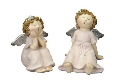 2x zauberhafte Engel sitzend zartrosa shabby Advent Weihnachten 512174000302