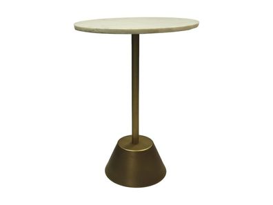 HSM Collection-Runder Beistelltisch-40x40x55-Weiß/Gold-Marmor/Metall