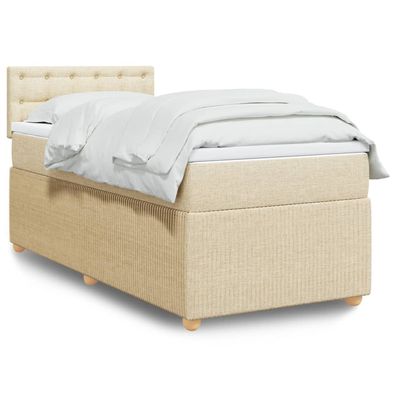 Boxspring Met Matras Stof Crème 90 x 190 cm