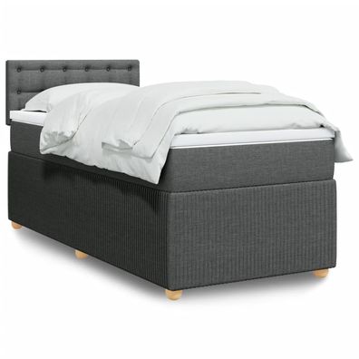 Boxspring Met Matras Stof Donkergrijs 90 x 190 cm