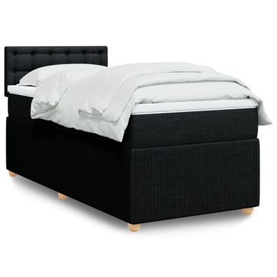 Boxspring Met Matras Stof Zwart 90 x 190 cm