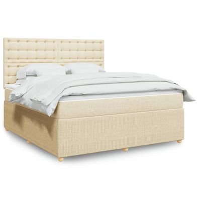 Boxspring Met Matras Stof Kleurig Crème 180 x 200 cm