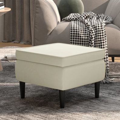 vidaXL Hocker mit Holzbeinen Creme Samt