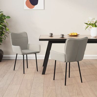 vidaXL Esszimmerstühle 2 Stk. Hellgrau Samt