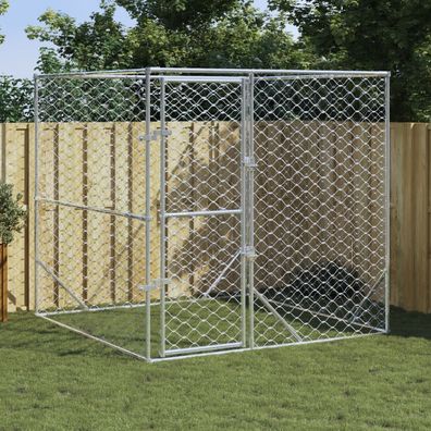 vidaXL Outdoor-Hundezwinger Silbern 2x2x2 m Verzinkter Stahl