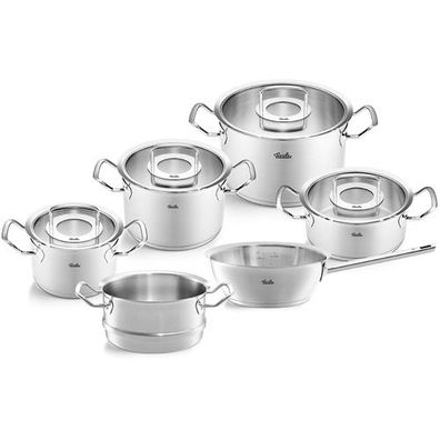 Fissler Original-Profi Collection® 6-teiliges Topf-Set mit Glasdeckeln, Dämpfeinsa