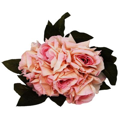 Rosenstrauß in rosa aus Kunststoff Deko Strauß 6 Rosen 23cm hoch