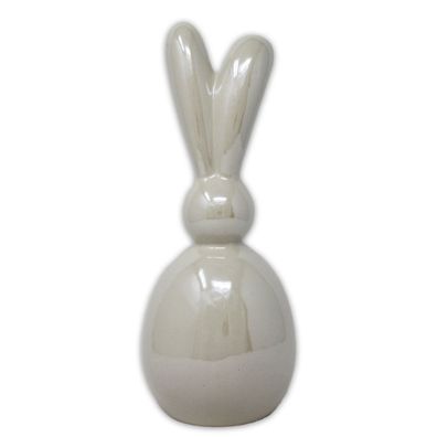 Hase Porzellan creme weiß glänzend Osterdekoration Ostern 9x9x24cm