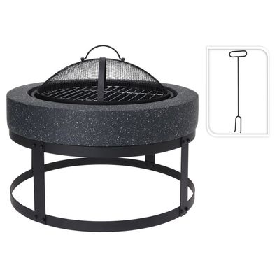 ProGarden Feuerschale mit Grill Rund 50,5x50,5x37 cm Schwarz