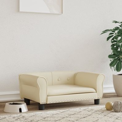 vidaXL Hundebett Creme 70x45x30 cm Kunstleder
