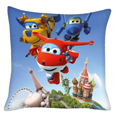 Helden | Kinder Deko-Kissen 40 x 40 cm | Super Wings | Wende-Motiv