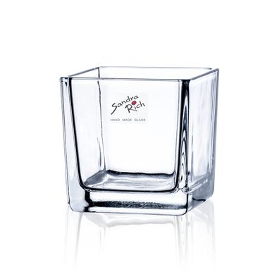 Sandra Rich Serie CUBE Vase Windlicht Glas Würfel eckig 8 cm