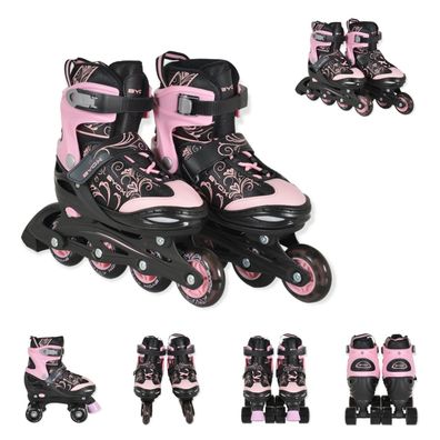 Byox Inliner 2 in 1 Double pink Rollschuhe, PU-LED-Räder, verschiedene Größen