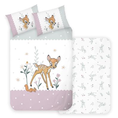 Bambi Flower Baby / Kleinkind Bettwäsche Linon / Renforcé