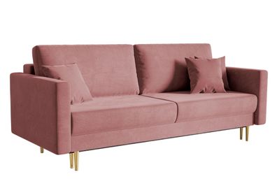 Selsey Valico - Dreisitzer-Sofa, Rosa, hydrophober Samt